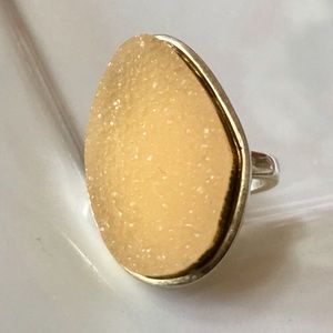 Rose Quartz Druzy Ring